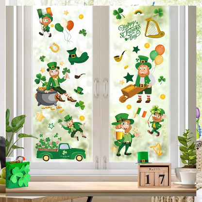 St. Patrick’s Day Shamrock Window Clings | 150Pcs Irish Window Clings for St. Patricks Day Decor 684348 WFD