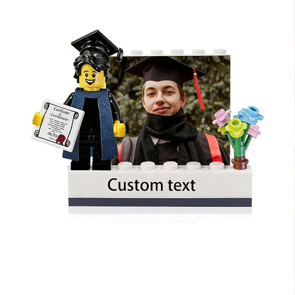 Personalized LEGO Graduation Mini Figure Keepsake, Custom Photo Class of 2026 Display, School Logo Name Gift 684908