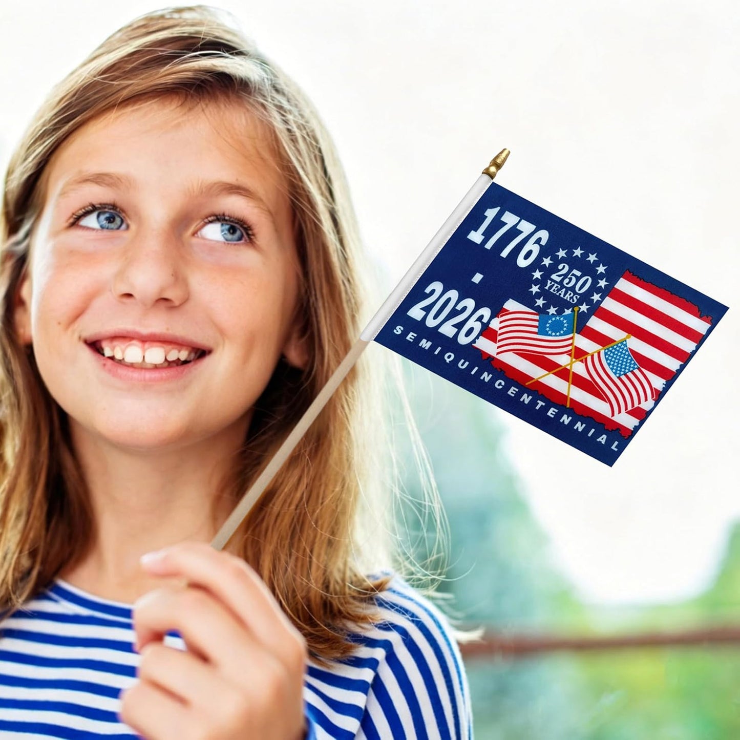 250 Years Anniversary Handheld Flag, Small American Flag on Stick 1776–2026, 4th of July Decorations 685128