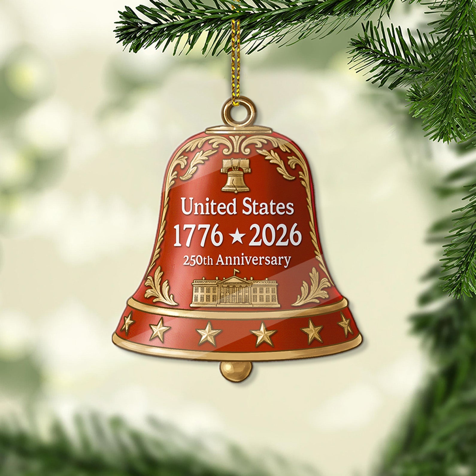 250 Years USA 1776-2026 Acrylic Ornament | Happy 250th Birthday USA Bell Ornament | America 250th Anniversary Ornament 682758