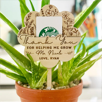 Personalized Thank You for Helping Me Grow Card Holder, Custom Name Teacher Gift Keepsake 684768