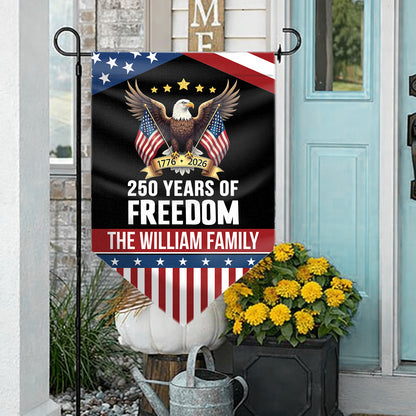 Personalized 250 Years of Freedom Garden Flag | Custom Family Name Patriotic Eagle USA Triangular Flag 684601