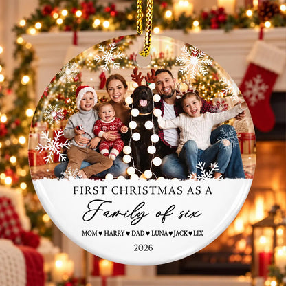 Personalized First Christmas Family Ceramic Ornament 2026, Custom Family Photo & Names Christmas Keepsake 686844 WFD