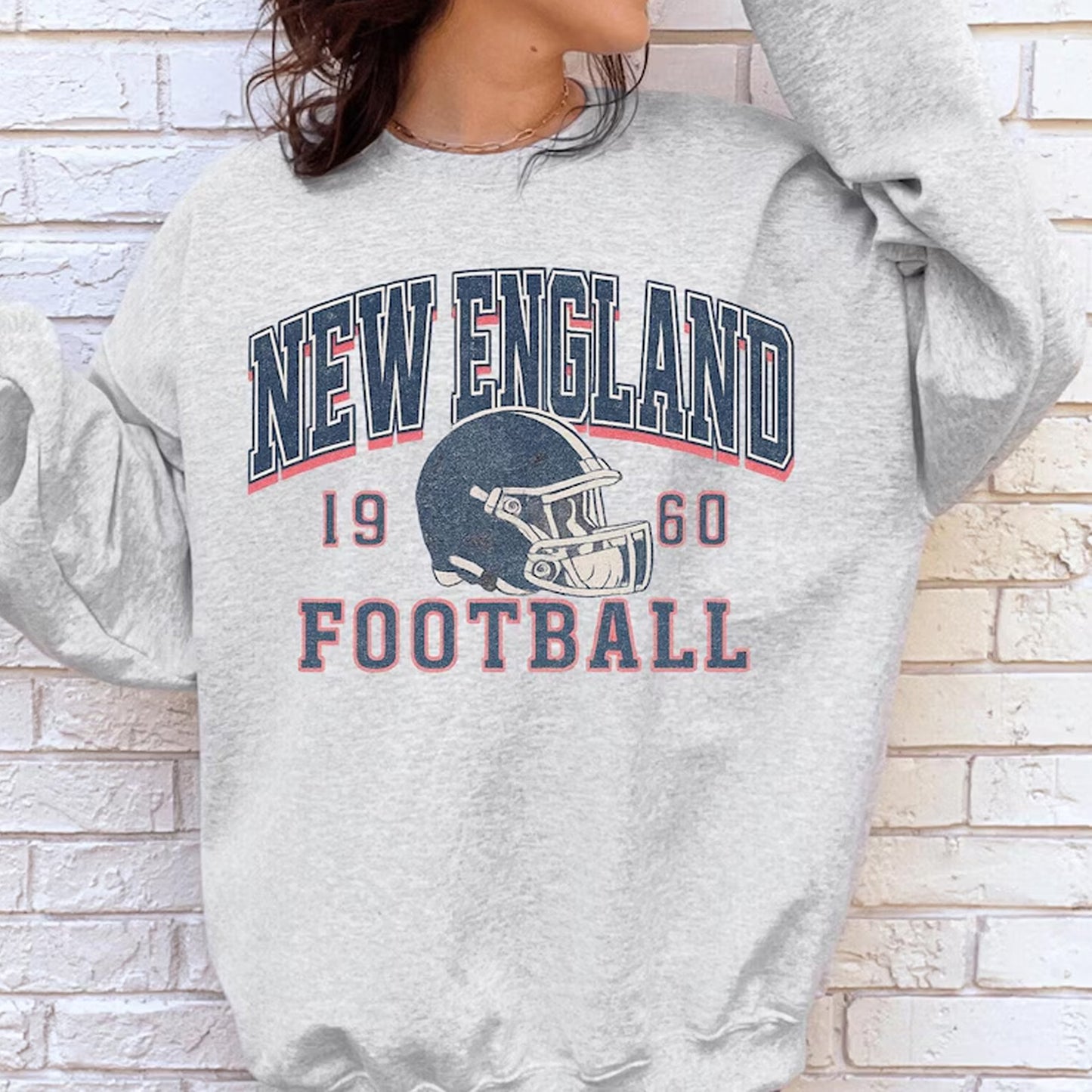Vintage New England Football Sweatshirt, Distressed 1960 Game Day Shirt, Retro Varsity Sports Crewneck Tee 684262 WFD