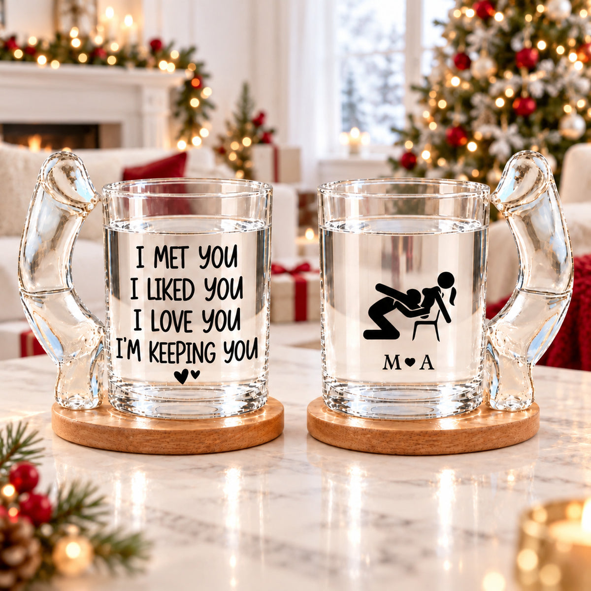 Personalized I Met You I Liked You I Love You Glass Mug, Funny Romantic Couple Gift, Anniversary Gift 686704 WFD