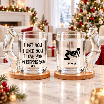 Personalized I Met You I Liked You I Love You Glass Mug, Funny Romantic Couple Gift, Anniversary Gift 686704 WFD