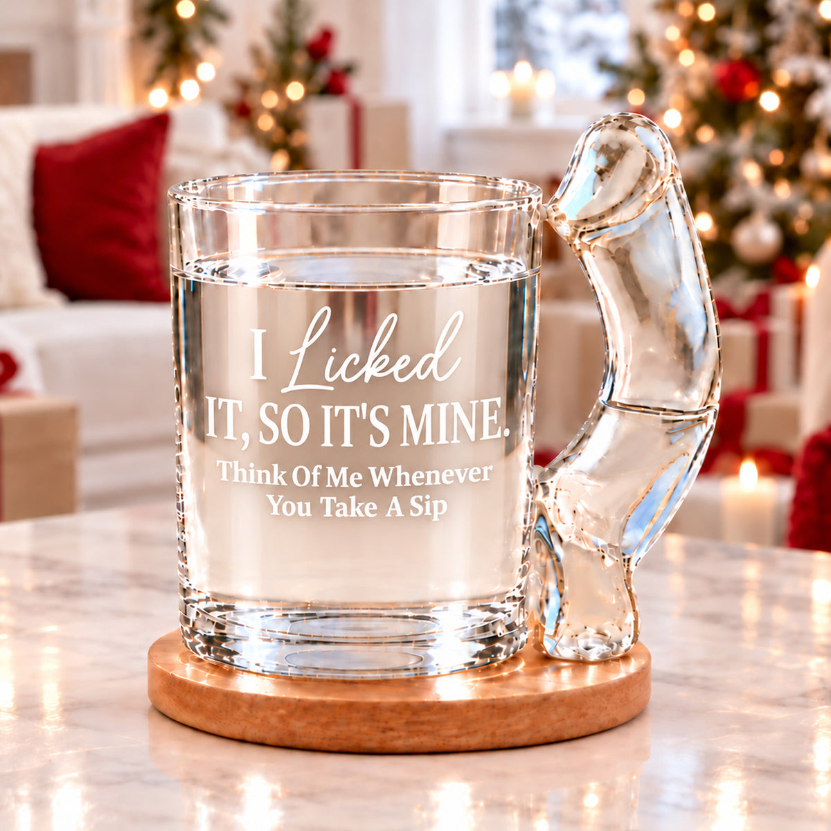 Personalized I Licked It So It's Mine Naughty Glass Mug, Funny Couple Mug, Romantic Anniversary Gift 686705 WFD