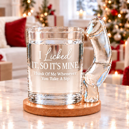 Personalized I Licked It So It's Mine Naughty Glass Mug, Funny Couple Mug, Romantic Anniversary Gift 686705 WFD