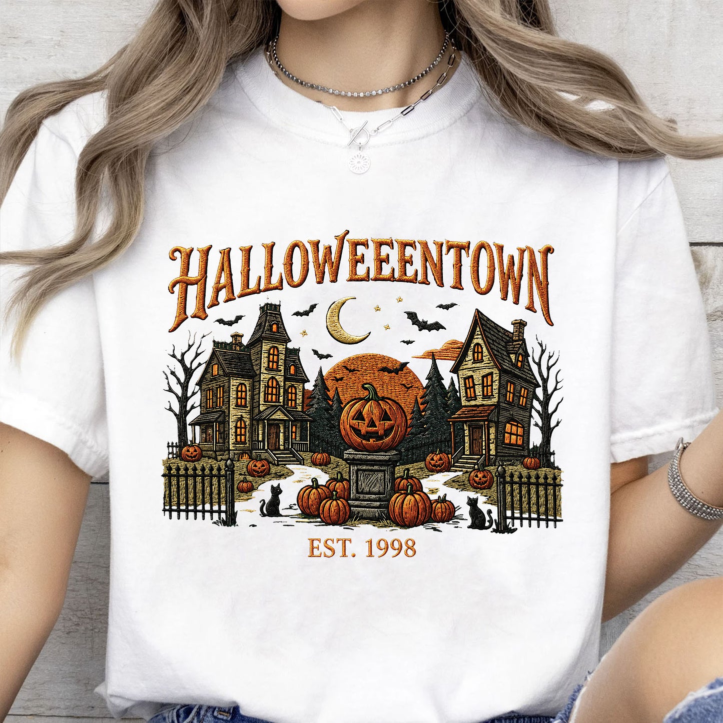 Halloweentown Sweatshirt, Vintage Spooky Village Shirt, Retro Haunted House Pumpkin Fall Tee 685623