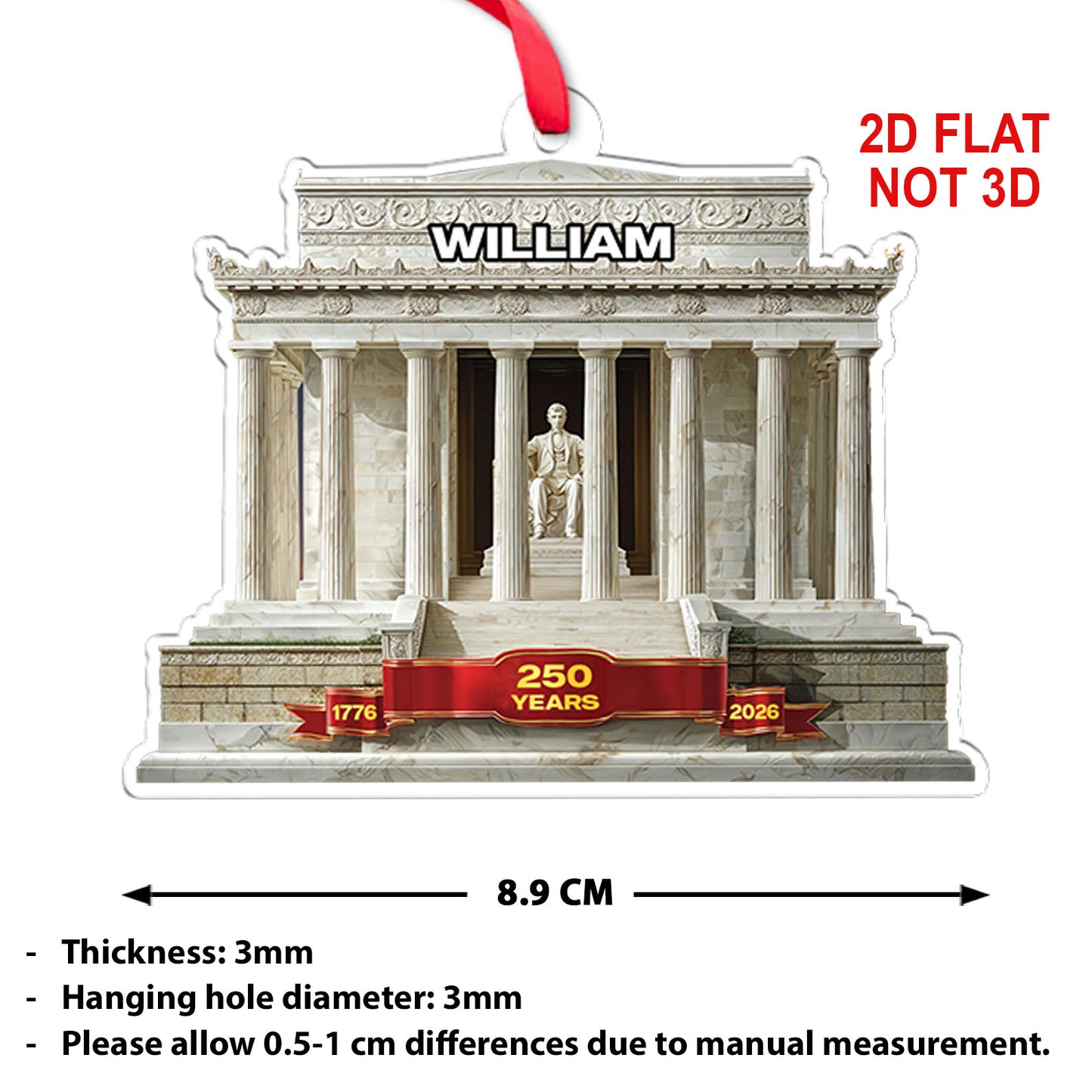 Personalized 250 Years 1776–2026 Acrylic Ornament | Custom Name Patriotic 4th of July Christmas Ornament 683542