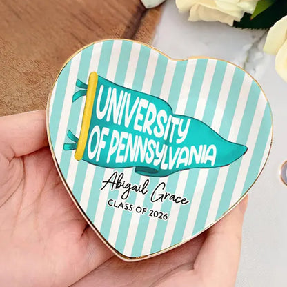 Custom School Pennant Jewelry Dish Class of 2026, Personalized Graduation Ring Dish, Senior Gift for Her 684905