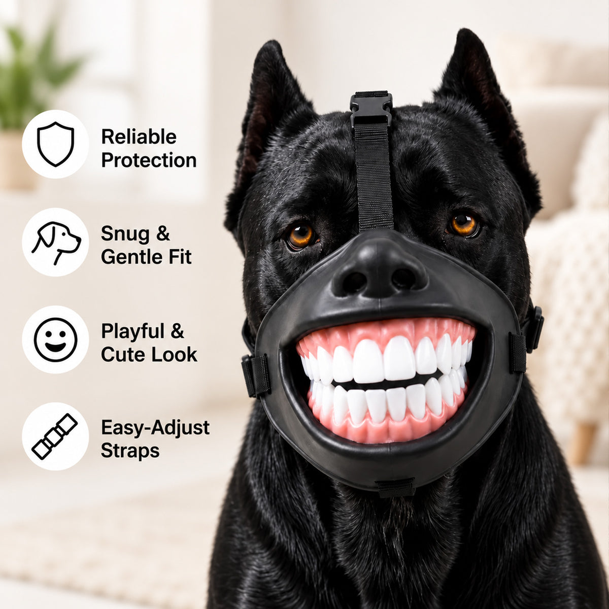 Funny Dog Mask, Fake Human Teeth Dog Muzzle, Novelty Grinning Smile Dog Mask, Funny Pet Gift 686663 WFD