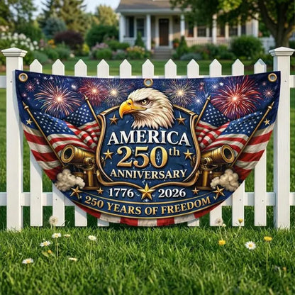 250 Years of Freedom Semicircle Fence Flag, 1776-2026 Patriotic Eagle Independence Day Banner 685280 WFD
