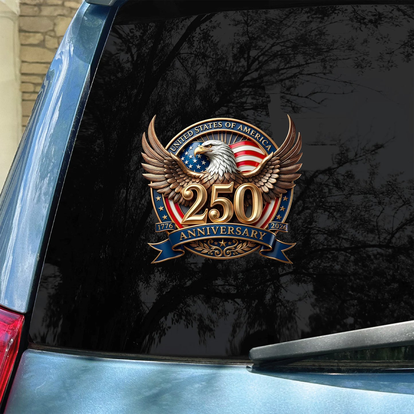USA 250 Years Car Decal | Patriotic Eagle 1776–2026 Decal | 4th of July Sticker 684349