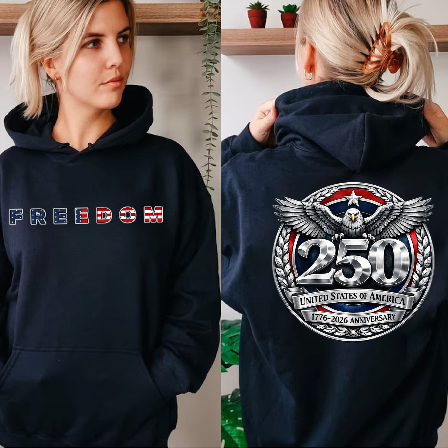 USA 250 Years Anniversary Front & Back Shirt | Patriotic Eagle Freedom 1776–2026 T-Shirt 684608
