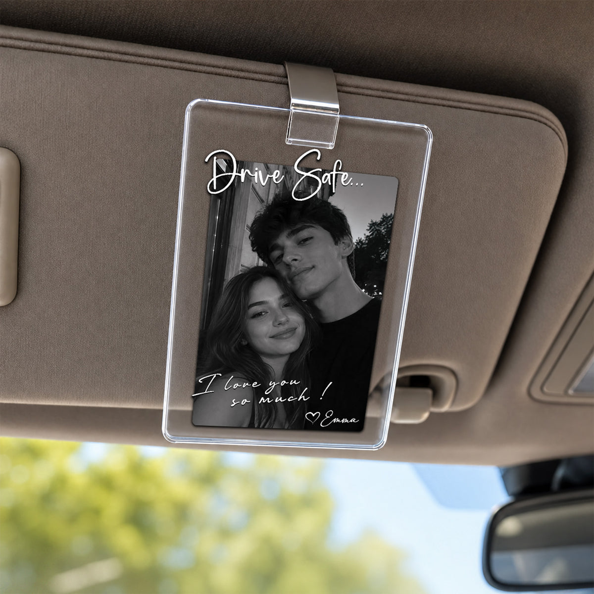 Custom Photo Couple Car Visor Clip, Drive Safe Gift for Him, Personalized Couple Keepsake, Boyfriend Husband Gift 685956