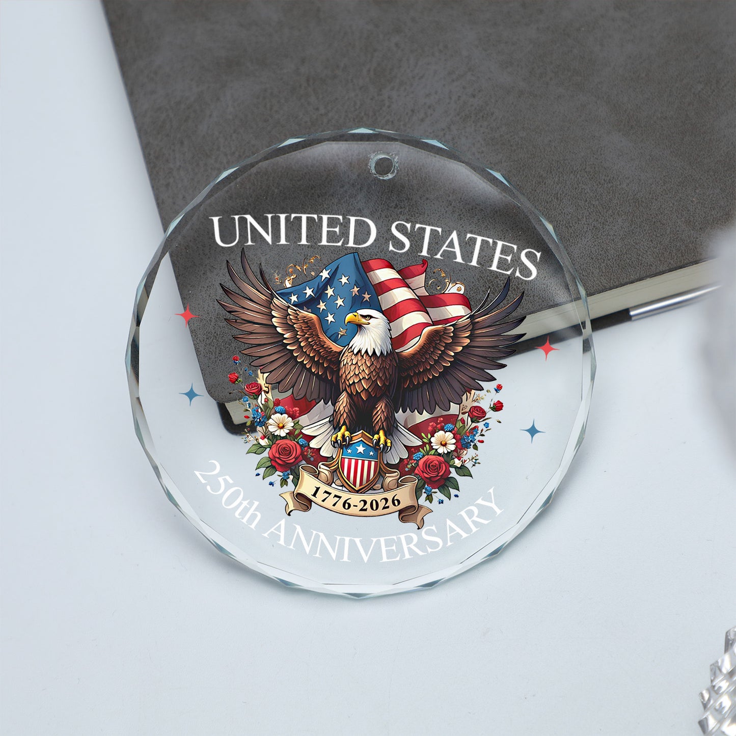 United States 250 Years Anniversary Glass Ornament | Patriotic 1776–2026 Christmas Ornament Decoration 683330