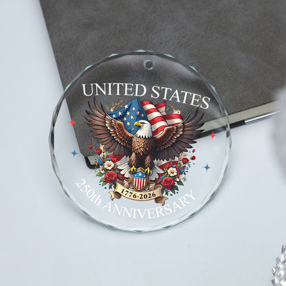 United States 250 Years Anniversary Glass Ornament | Patriotic 1776–2026 Christmas Ornament Decoration 683330