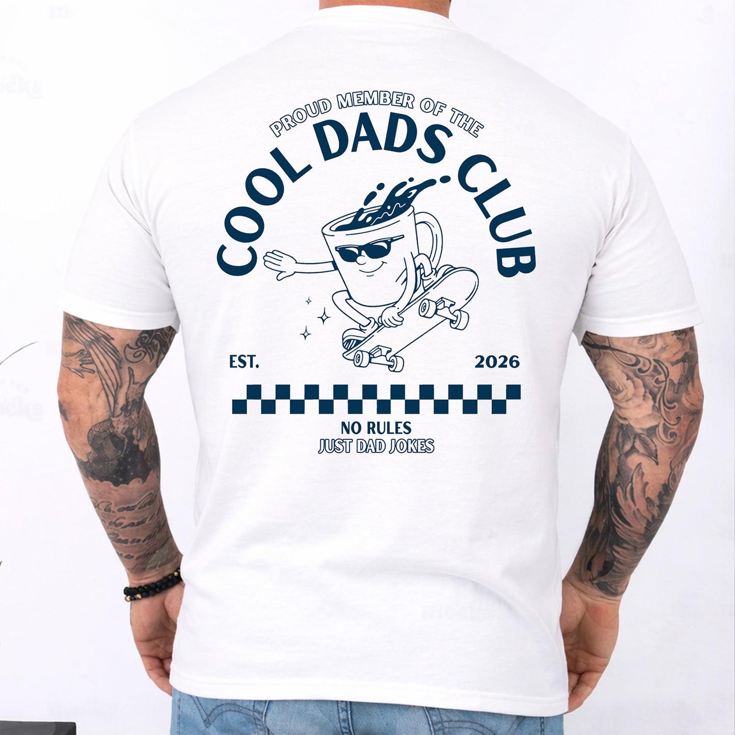Personalized Cool Dads Club Backside Shirt, No Rules Just Dad Jokes T-Shirt, Funny Father’s Day Gift for Dad 684945