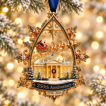 250 Years of America Metal Ornament, White House Santa Christmas Ornament, 1776–2026 Keepsake 686615 WFD
