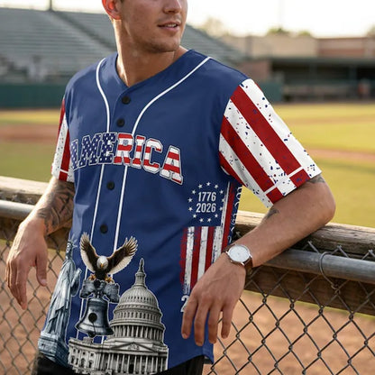 Patriotic 250 Years Baseball Jersey, USA Flag We The People Shirt, 1776-2026 Independence Day Apparel 685211 WFD