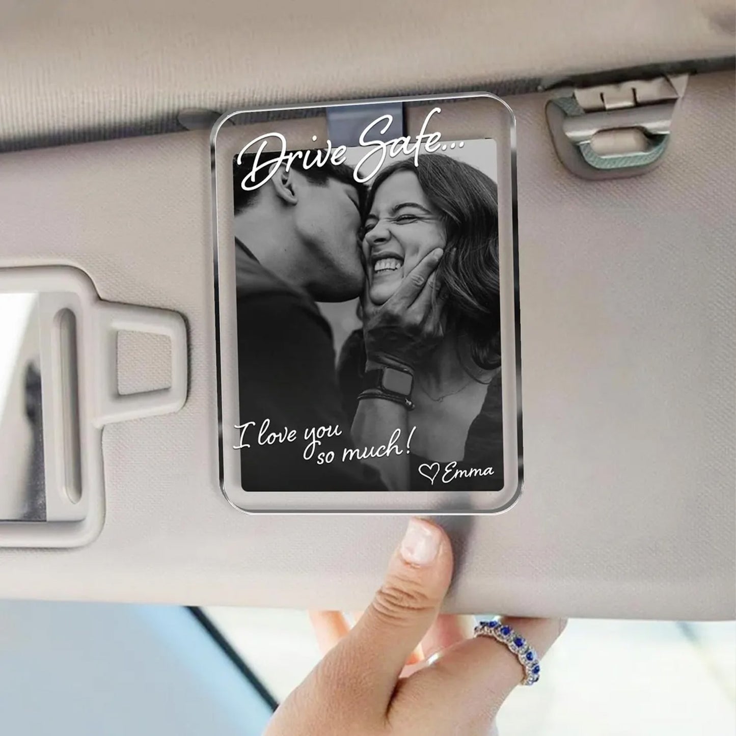 Custom Photo Couple Car Visor Clip, Drive Safe Gift for Him, Personalized Couple Keepsake, Boyfriend Husband Gift 685956 WFD
