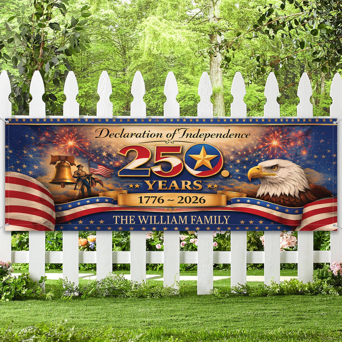 USA 250 Years Anniversary Banner Flag | Declaration of Independence Patriotic 1776–2026 Banner 684525