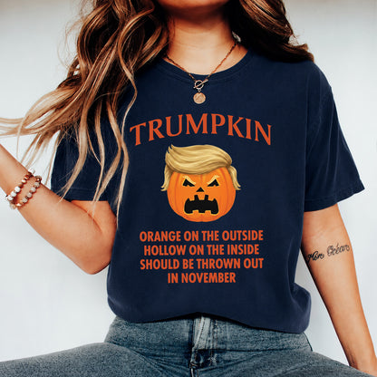 Trumpkin Halloween Shirt, Orange Outside Hollow Inside Anti Trump T-Shirt, Funny Political Tee 686002