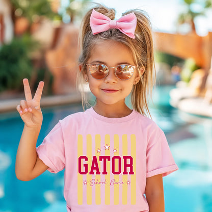 Custom Mascot Striped Kids Shirt, Personalized School Spirit Tee, Back to School Shirt, Test Day Shirt 685486