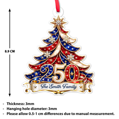 Personalized USA 250th Anniversary Acrylic Ornament, Custom Family Name 1776–2026 Christmas Tree Ornament 685839