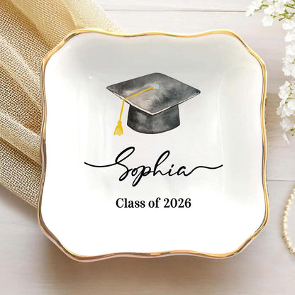 Personalized Graduation Jewelry Dish Class of 2026, Custom Name Ring Dish, Graduation Gift for Her 684877