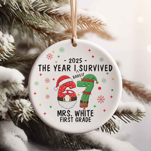 Custom Teacher 6 7 Ceramic Ornament | Teacher Six Seven Ornament | Funny Teacher Christmas Gift Ornament 683667