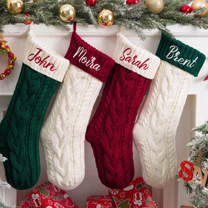 Personalized Embroidered Christmas Stocking, Custom Name Cable Knit Stocking, Family Holiday Mantel Decor 685976 WFD