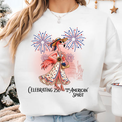 250 Years of American Spirit Flamingo Shirt, Patriotic 4th of July Independence Day Tee, USA Celebration T-Shirt 685212
