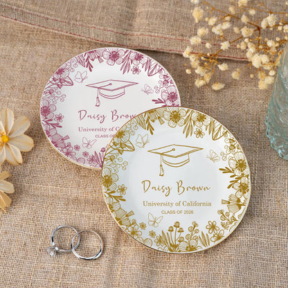Personalized Graduation Jewelry Dish, Custom Name Trinket Dish, Ring Dish Gift for Daughter, Class of 2026 Gift 684746