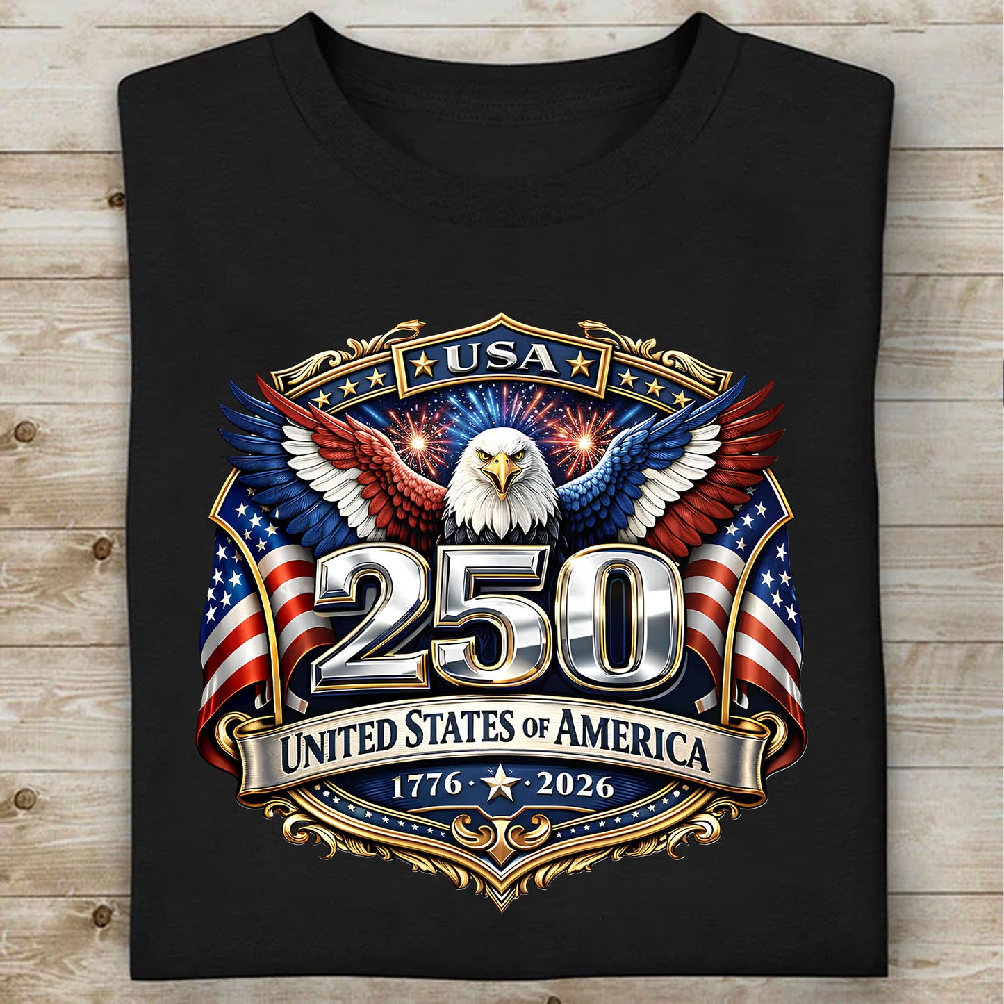 250 Years USA Dark Shirt | Patriotic Eagle US Flag 1776–2026 Tee | 4th of July T-Shirt 684457