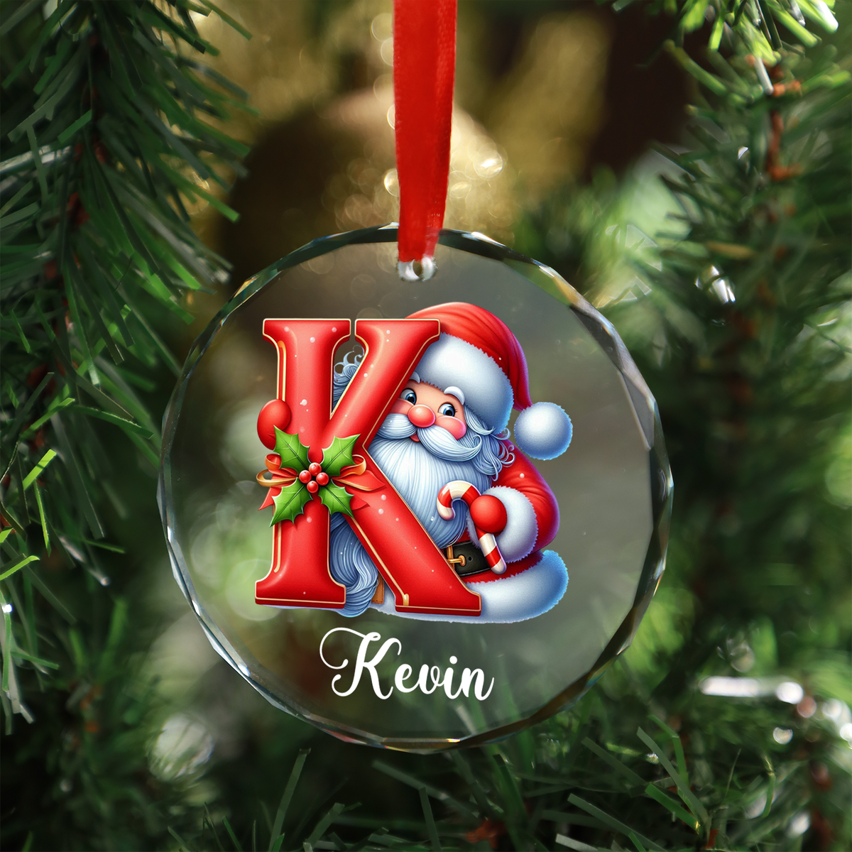 Christmas Custom Name Glass Ornament, Custom Family Ornament, Personalized Alphabet Christmas Ornament 683387