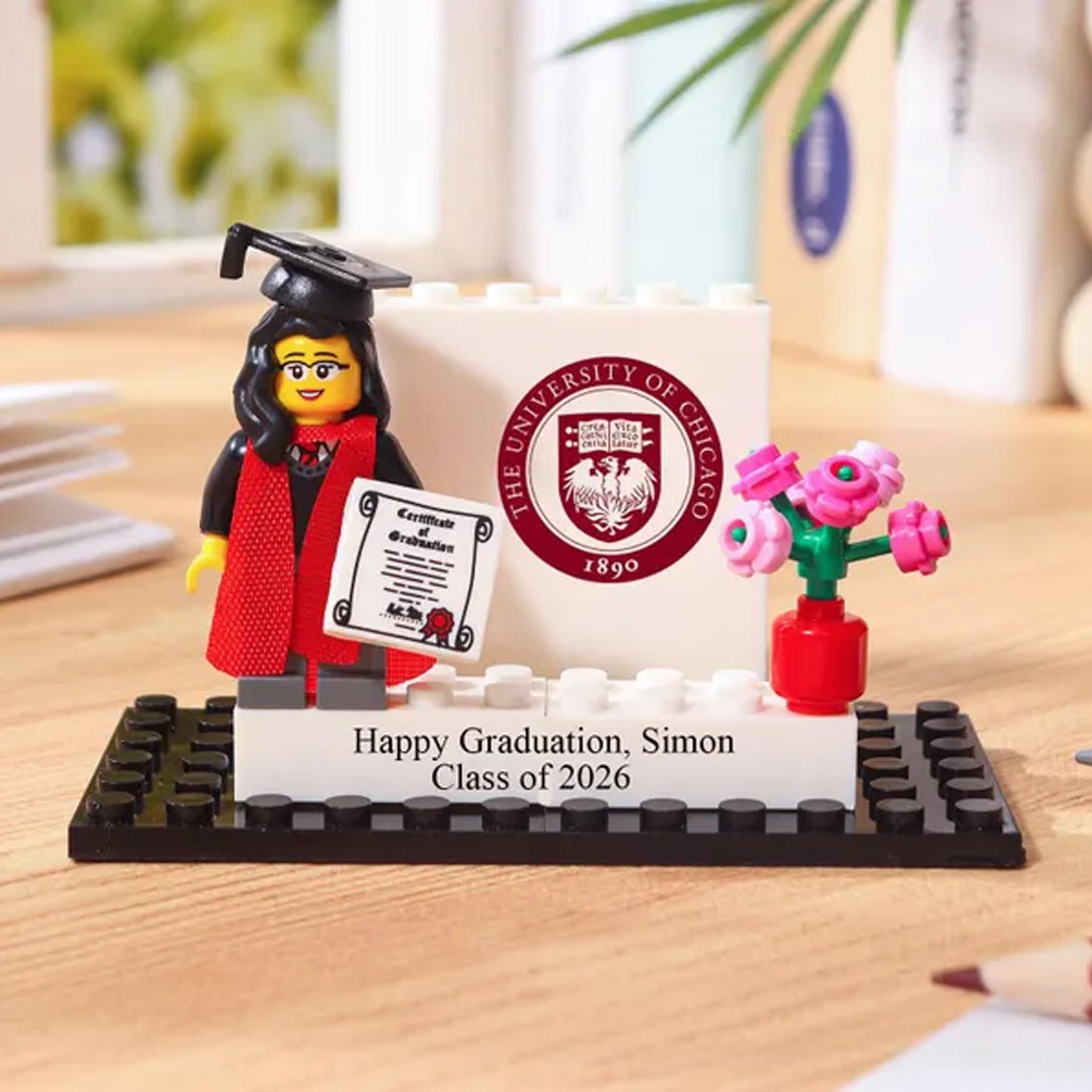Personalized LEGO Class of 2026 Mini Figure, Custom School Logo Name Graduation Keepsake Gift 685020