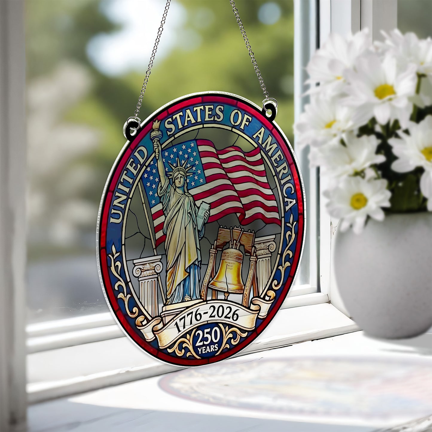 USA 250 Years Anniversary Suncatcher Ornament | 4th of July Suncatcher | 1776–2026 Patriotic Decoration 684135