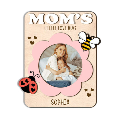 Custom Photo Wood Fridge Magnet for Mom Grandma, Personalized Love Bug Magnet, Mother's Day Gift 684687