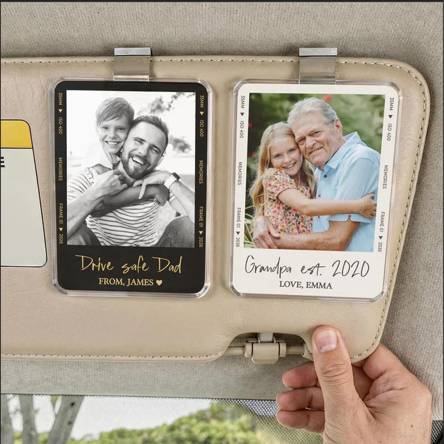 Personalized Drive Safe Dad Car Visor Clip, Custom Photo Acrylic Sun Visor Gift for Dad, Father's Day Gift 685150