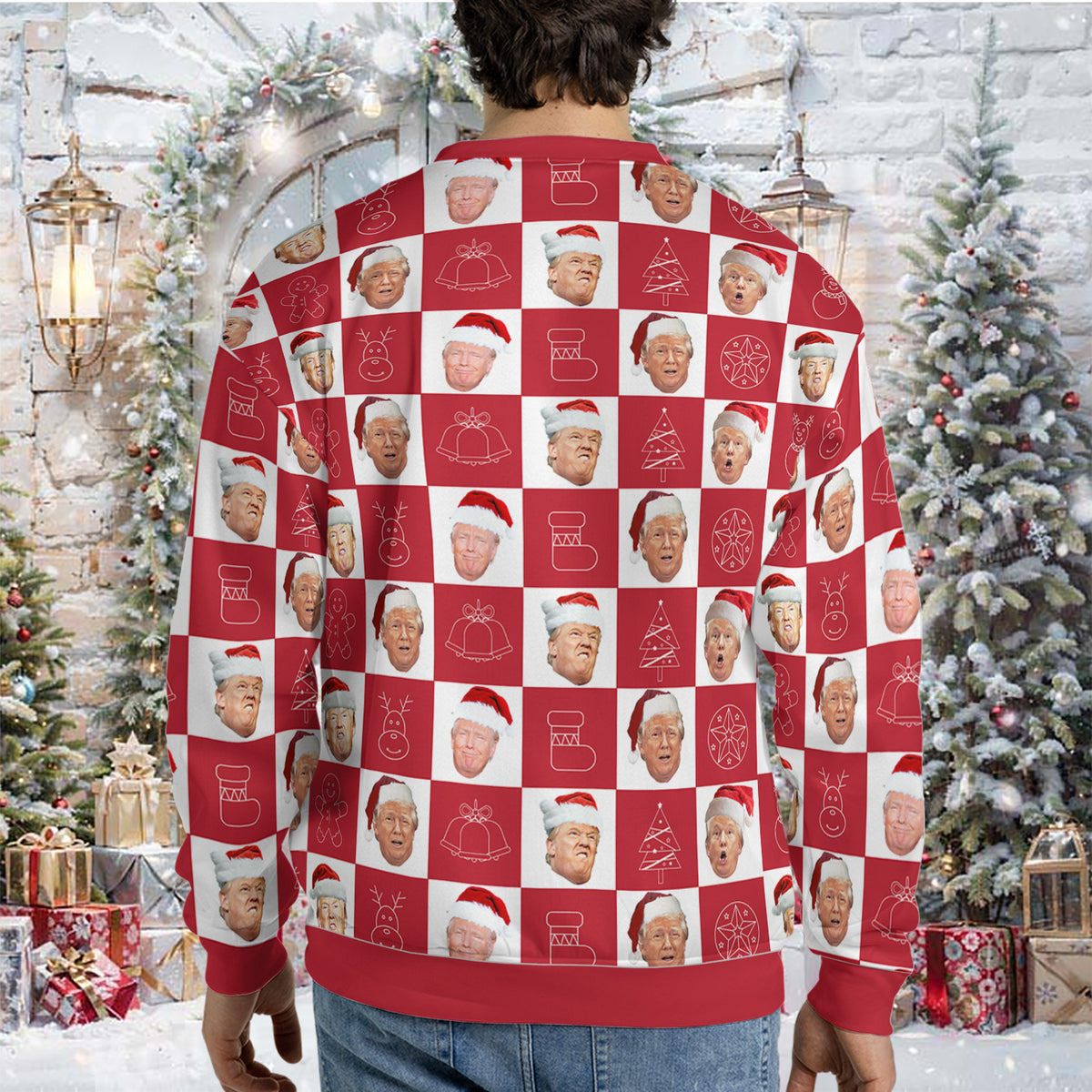 Funny Trump Santa Ugly Sweater, President Donald Trump Christmas All-Over-Printed Sweatshirt 683382 - GOP