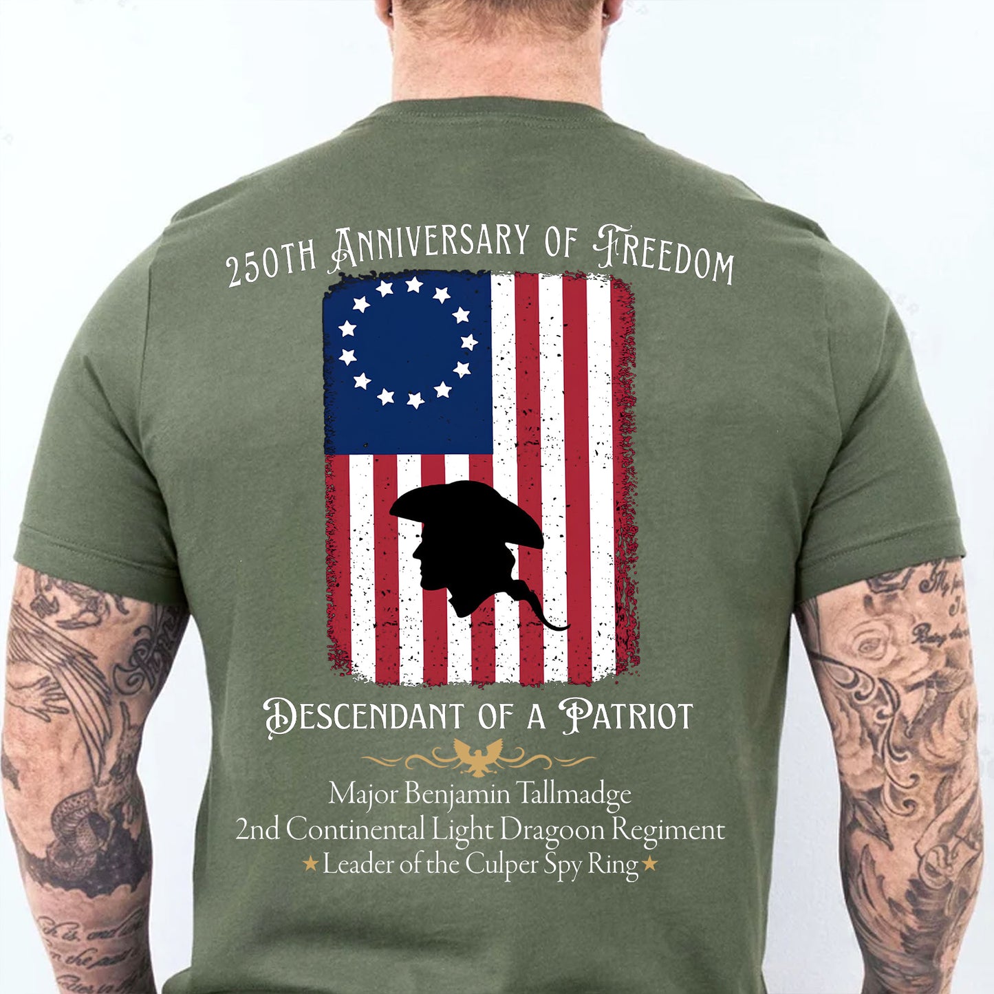 Custom Descendant of a Patriot Backside Shirt | 250 Years Anniversary Tee | Personalized Patriotic Heritage Gift 684479