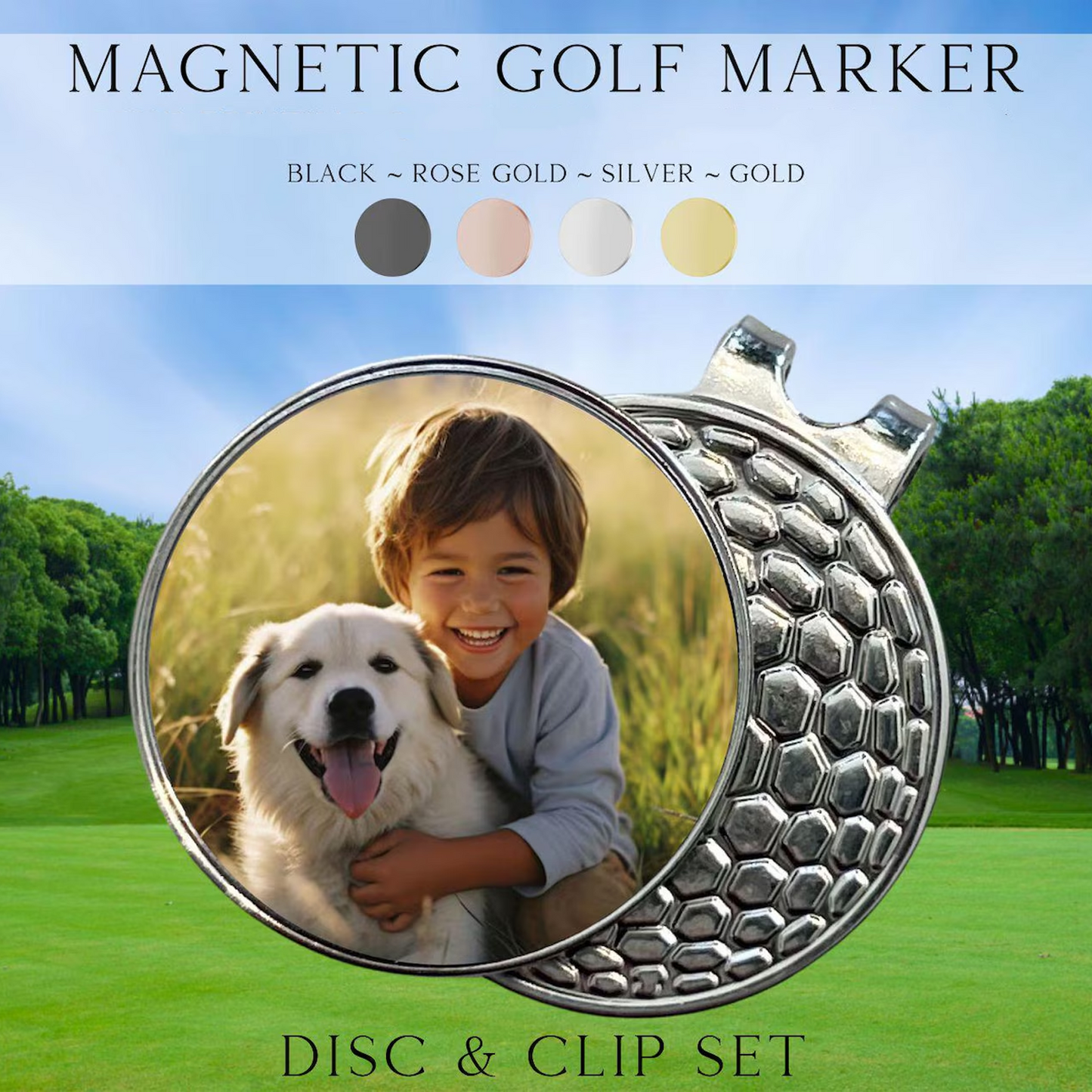 Personalized Photo Golf Marker with Magnetic Hat Clip, Custom Golf Ball Marker Gift for Golfers 685467 WFD