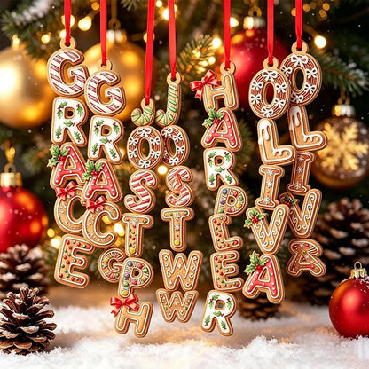 Personalized Gingerbread Name Wooden Ornament, Custom Kids Name Christmas Ornament 686165 WFD