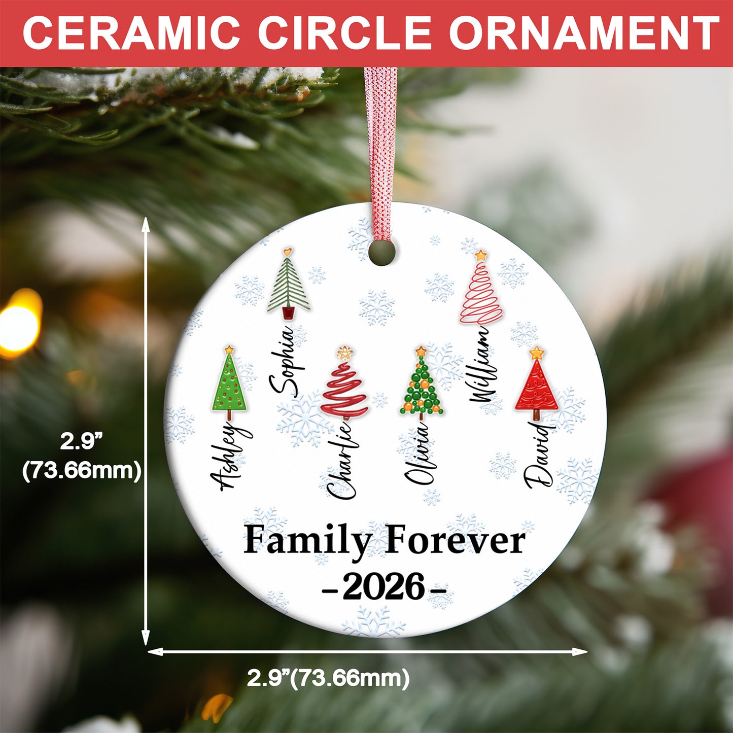 Personalized Family Christmas Ceramic Ornament, Custom Family Tree Names Ornament, Family Keepsake Gift 685928