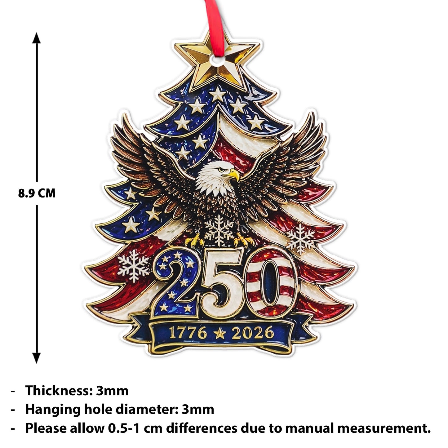 250 Years Anniversary USA Eagle Acrylic Ornament, Patriotic Christmas Ornament, America 1776–2026 Gift 685823