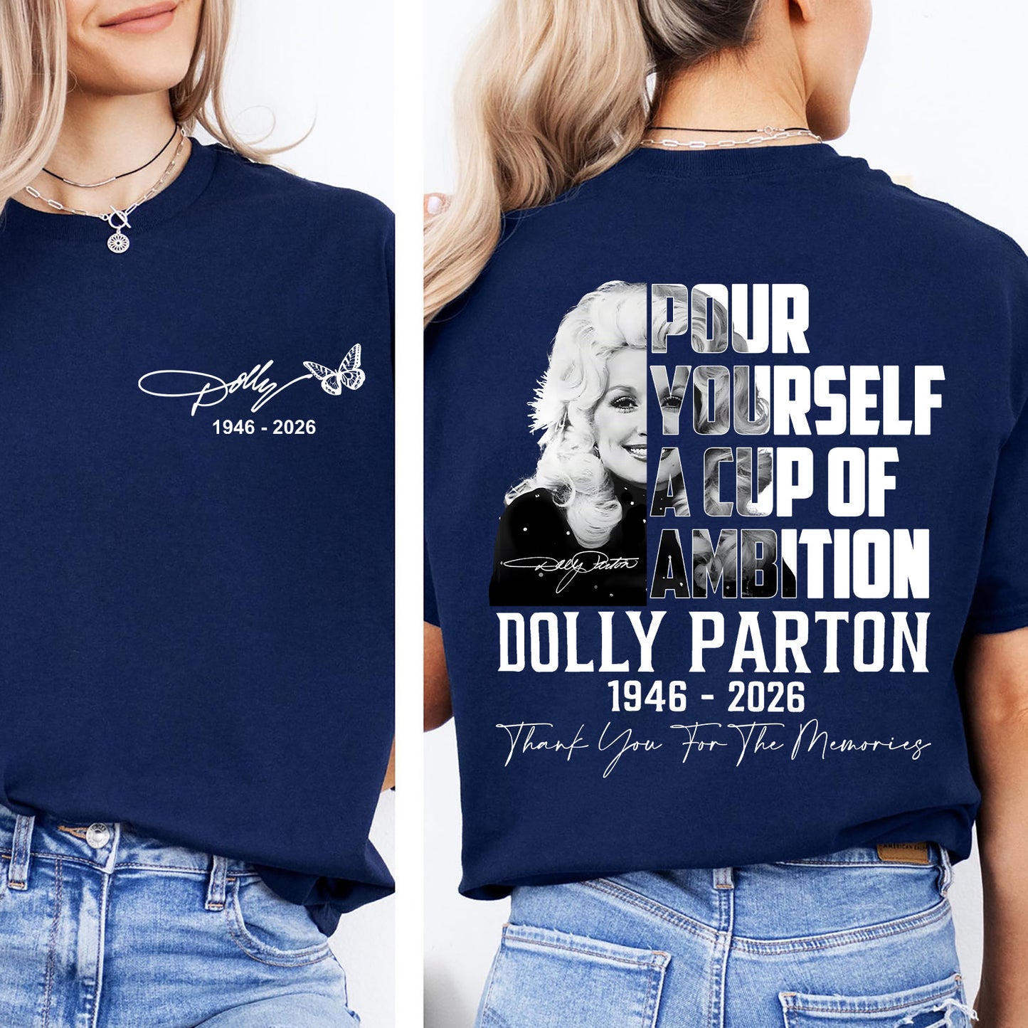 Dolly Parton Memorial Pocket & Back Shirt, Country Music Tribute Tee, Thank You For The Memories T-Shirt 686076