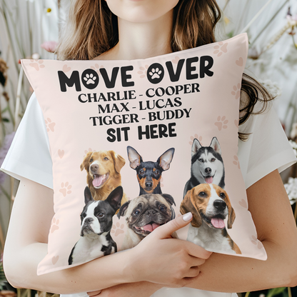 Custom Dog Photo Move Over Sit Here Pillow | Personalized Dog Cat Pet Photo Pillow | Gift for Dog Lovers 683622