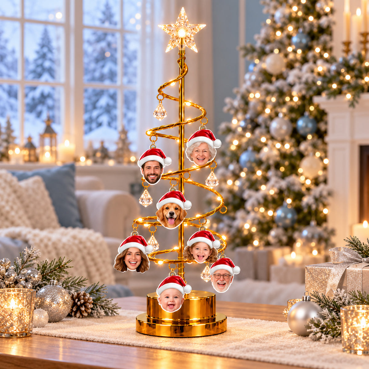 Custom Photo Family LED Tree Lights, Personalized Family Tree Christmas Decor 686587 WFD
